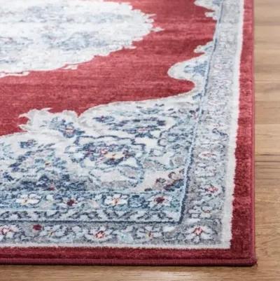 Brentwood 867 Red / Ivory 2' X 10' Runner Powerloomed Rug