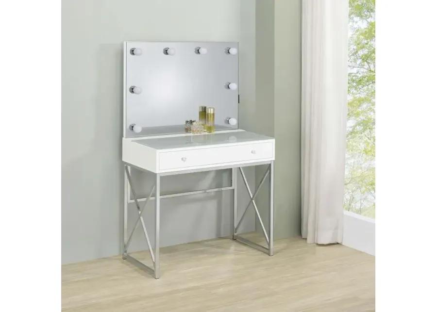 Eliza 2-piece Vanity Set with Hollywood Lighting White and Chrome