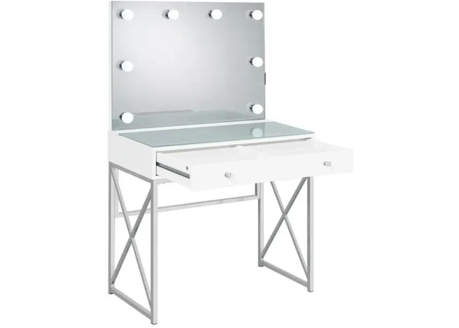 Eliza 2-piece Vanity Set with Hollywood Lighting White and Chrome