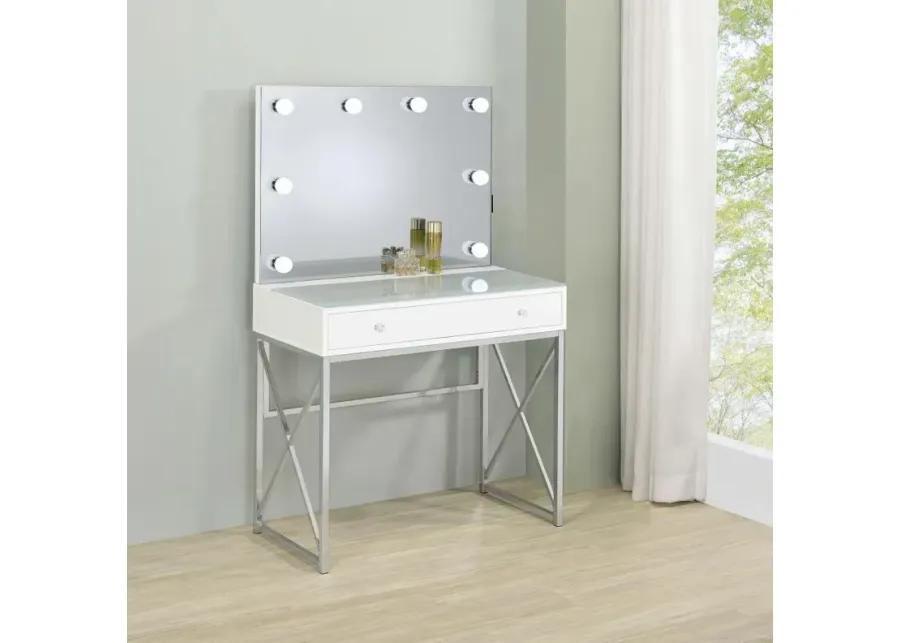 Eliza 2-piece Vanity Set with Hollywood Lighting White and Chrome