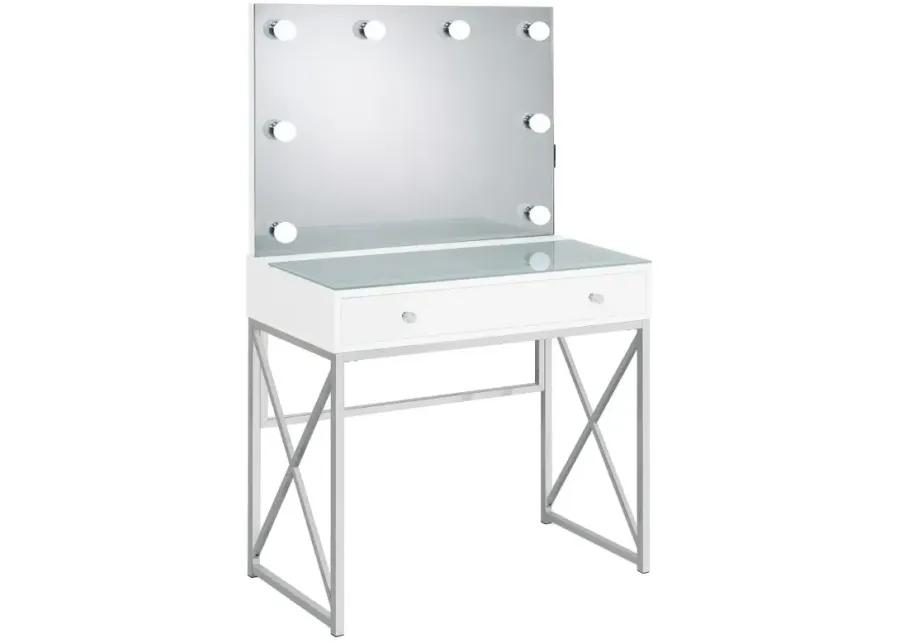 Eliza 2-piece Vanity Set with Hollywood Lighting White and Chrome