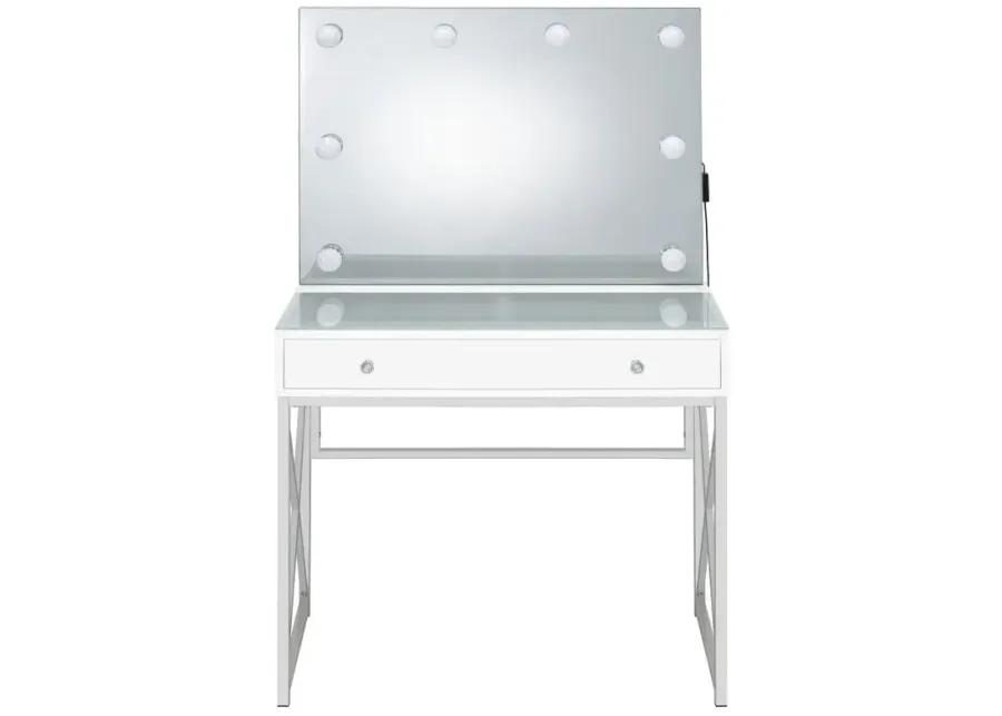 Eliza 2-piece Vanity Set with Hollywood Lighting White and Chrome