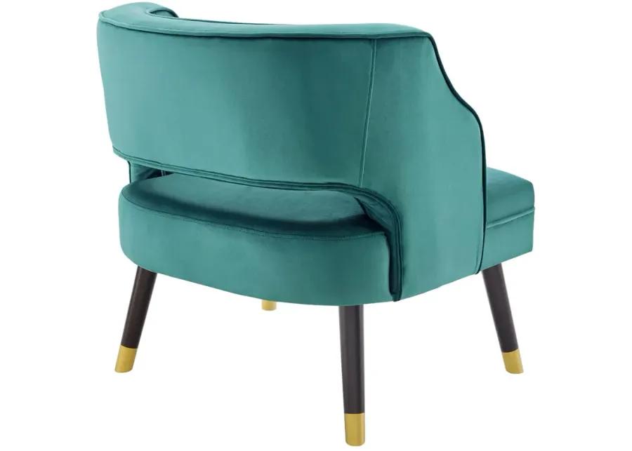 Traipse Button Tufted Open Back Performance Velvet Armchair