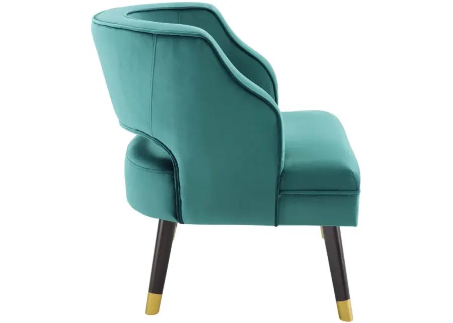 Traipse Button Tufted Open Back Performance Velvet Armchair