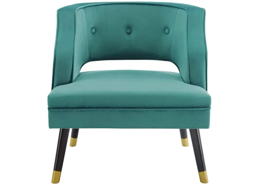 Traipse Button Tufted Open Back Performance Velvet Armchair