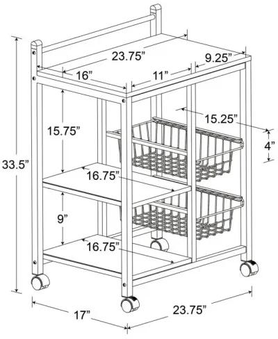 Kelvin 2-shelf Kitchen Cart Natural Brown and White