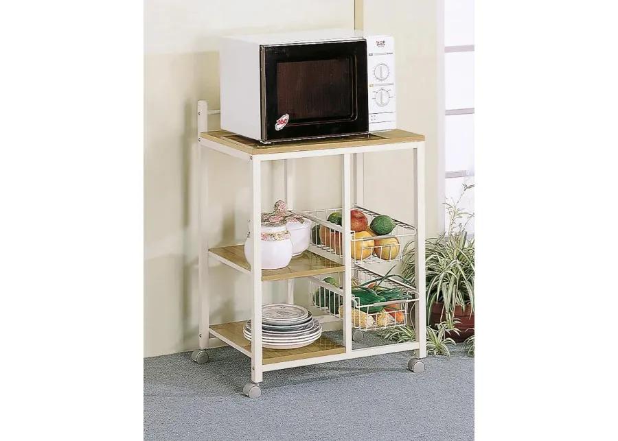 Kelvin 2-shelf Kitchen Cart Natural Brown and White