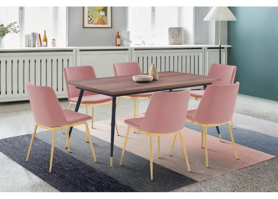 Messina Pink Velvet 7 Piece Rectangular Dining Set