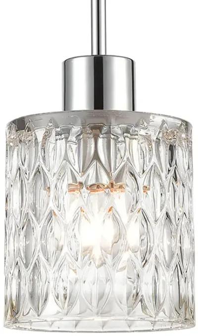 Ezra 1-Light Mini Pendant in Polished Chrome with Textured Clear Crystal