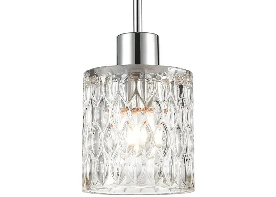 Ezra 1-Light Mini Pendant in Polished Chrome with Textured Clear Crystal