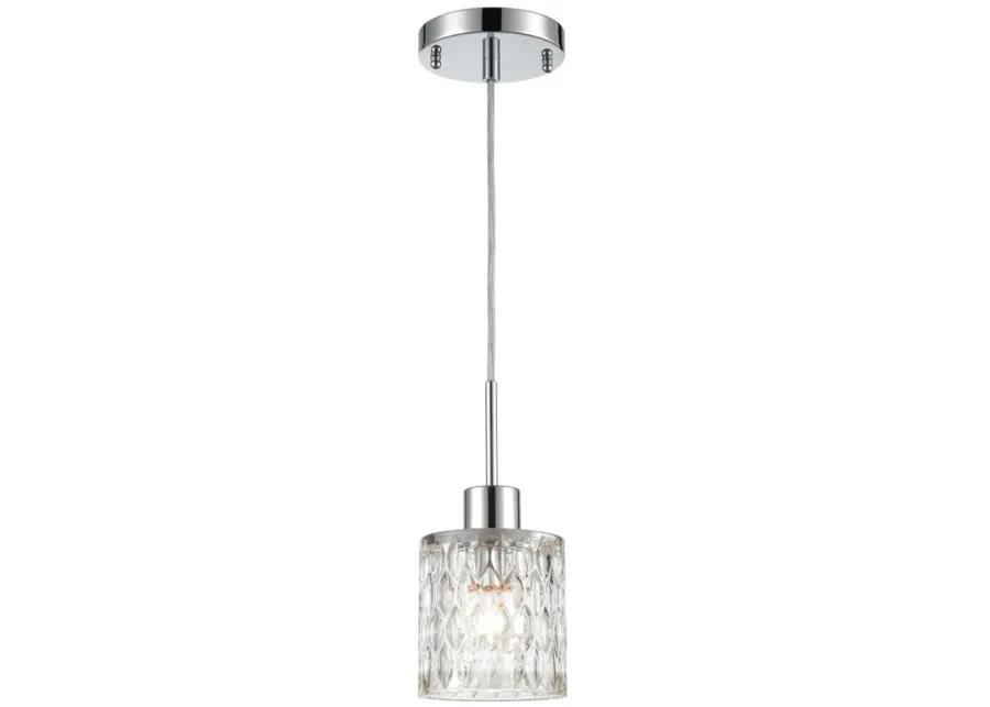 Ezra 1-Light Mini Pendant in Polished Chrome with Textured Clear Crystal