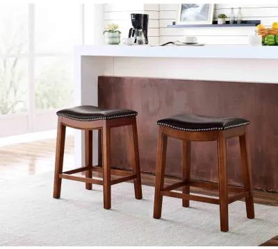 Elmo KD Bonded Leather Counter Stool, Brown