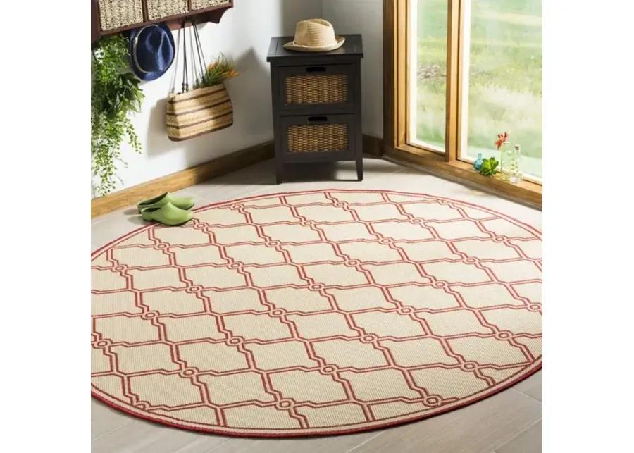 LINDEN 124 Collection LND124Q-6R Red / Creme 6'-7" X 6'-7" Round