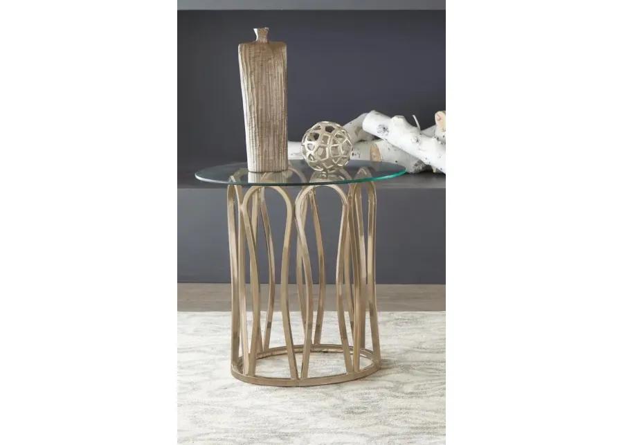 Monett Round End Table Chocolate Chrome and Clear