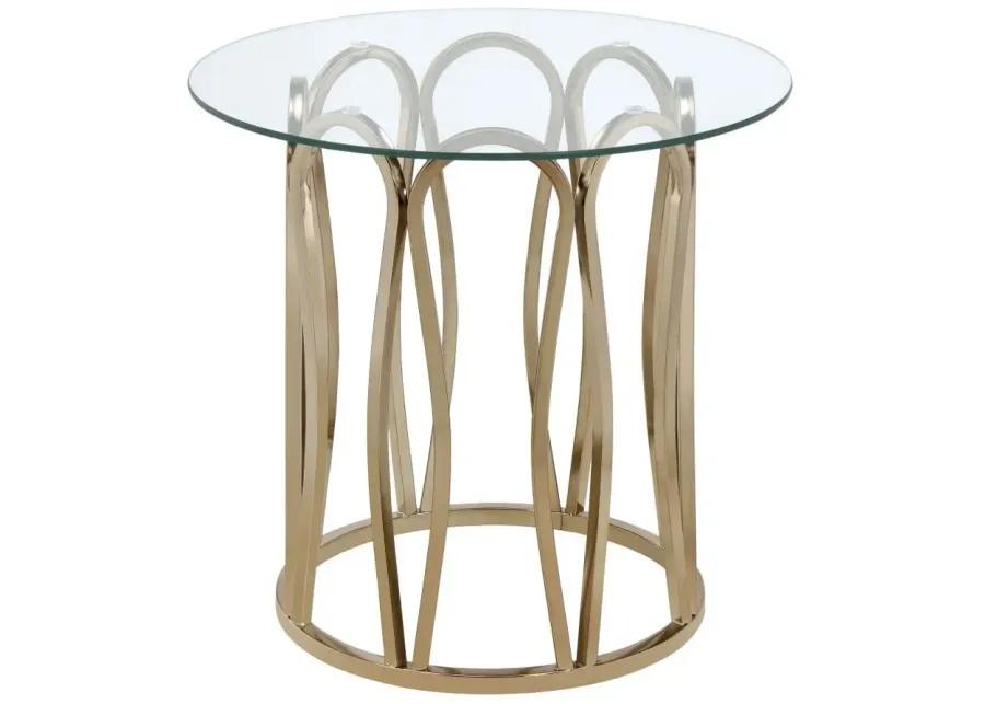 Monett Round End Table Chocolate Chrome and Clear