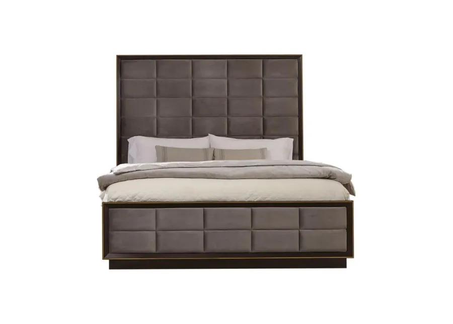 Durango California King Upholstered Bed Smoked Peppercorn and Grey