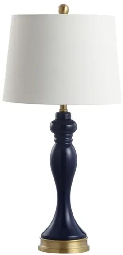 CAYSON, 28 INCH, NAVY, GLASS/IRON TABLE LAMP W/ USB PORT?