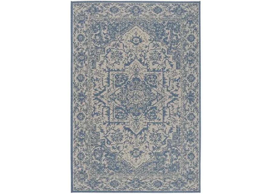 LINDEN 139 Collection LND139N-5 Cream / Blue 5'-3" X 7'-6"