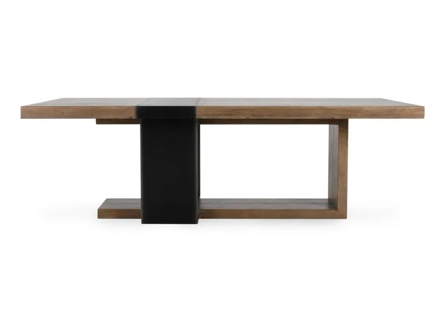 Danica 94" Industrial Reclaimed Oak Wood Dining Table in Brown Oak