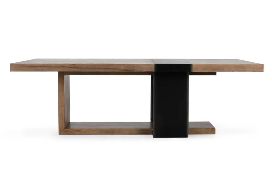 Danica 94" Industrial Reclaimed Oak Wood Dining Table in Brown Oak