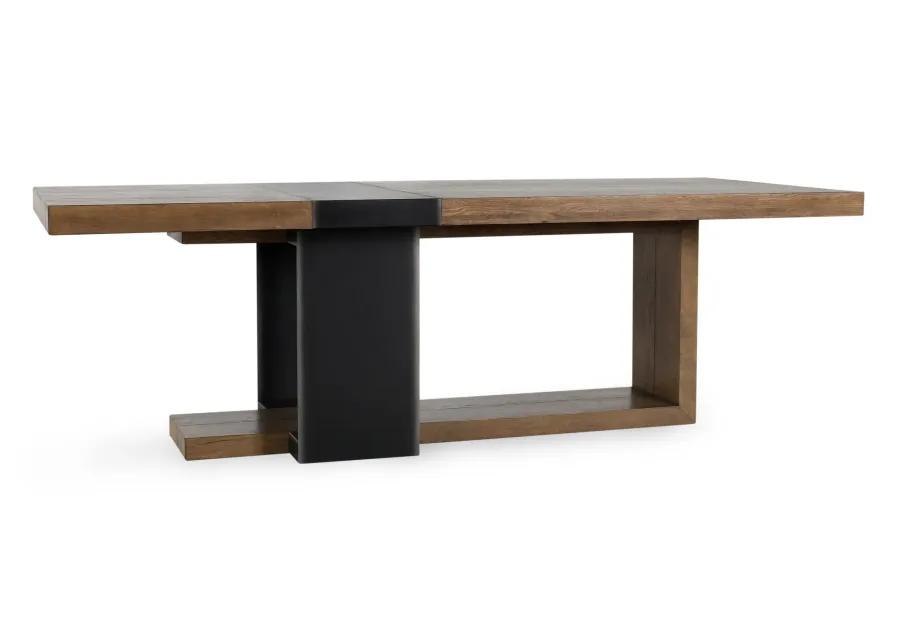 Danica 94" Industrial Reclaimed Oak Wood Dining Table in Brown Oak