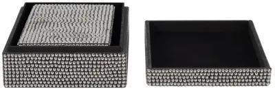 Metal, 10/12" Studded Boxes, Silver/black - Set of 2