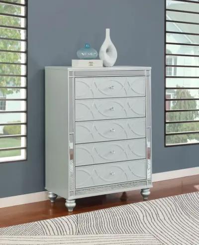 Gunnison 5-drawer Chest Silver Metallic