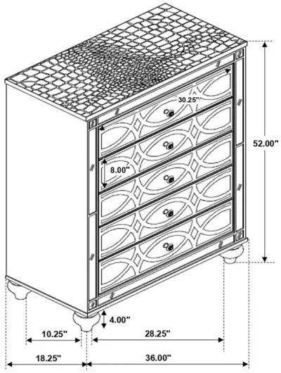 Gunnison 5-drawer Chest Silver Metallic