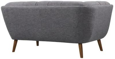 Phantom Mid-Century Modern Loveseat in Dark Gray Linen and Walnut Legs