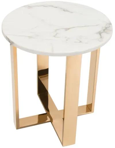 Atlas End Table White & Gold