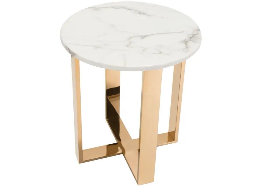 Atlas End Table White & Gold