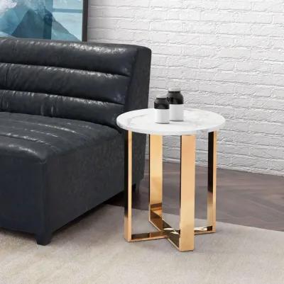 Atlas End Table White & Gold