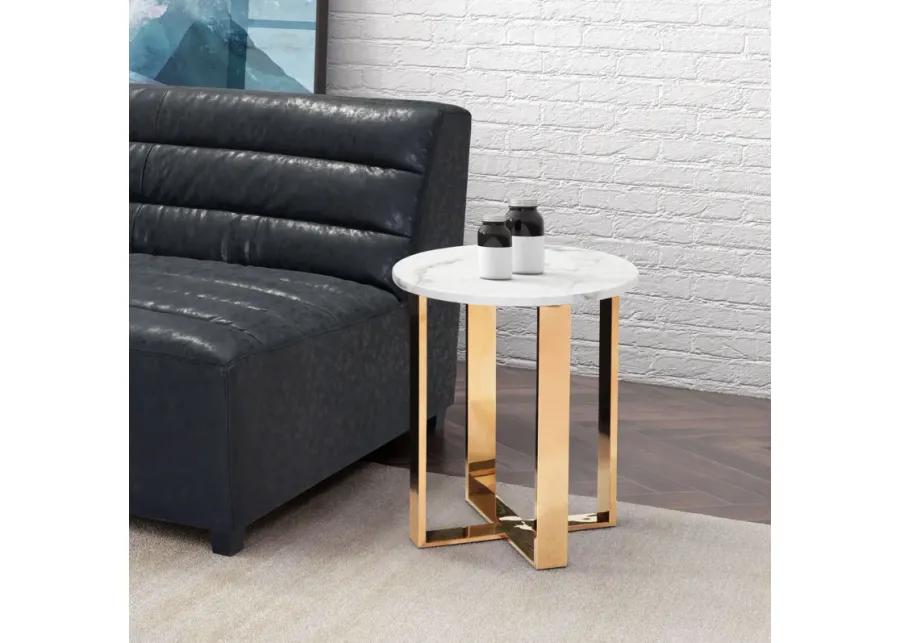 Atlas End Table White & Gold