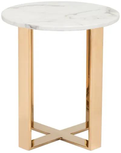 Atlas End Table White & Gold