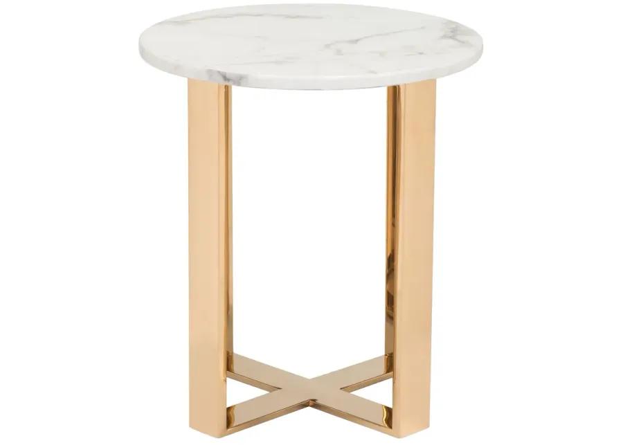 Atlas End Table White & Gold