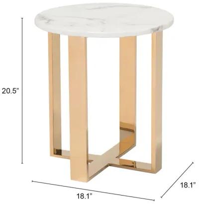 Atlas End Table White & Gold