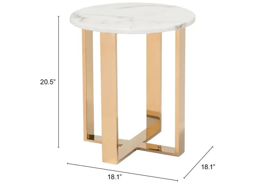 Atlas End Table White & Gold