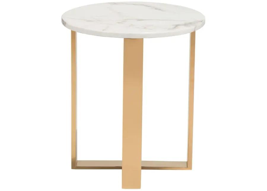 Atlas End Table White & Gold