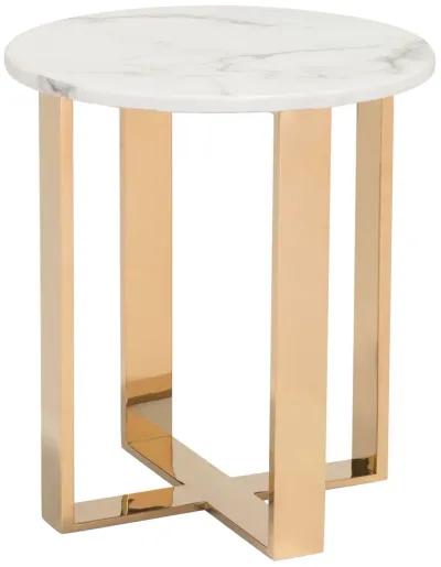 Atlas End Table White & Gold