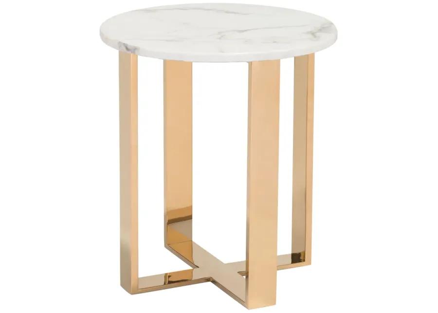 Atlas End Table White & Gold