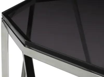 Aria Smoked Glass and Polished Stainless Steel Console Table