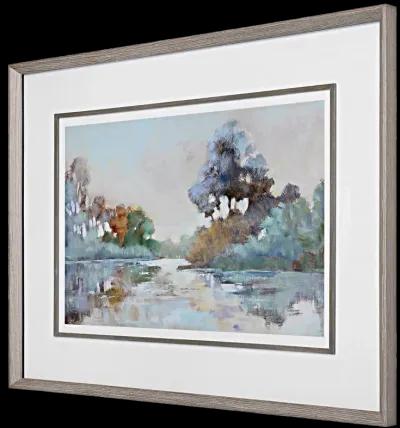 Morning Lake Watercolor Framed Print