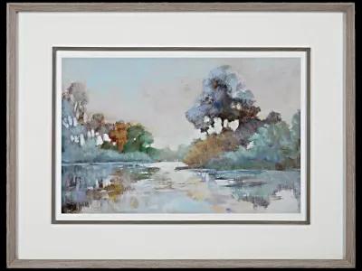 Morning Lake Watercolor Framed Print