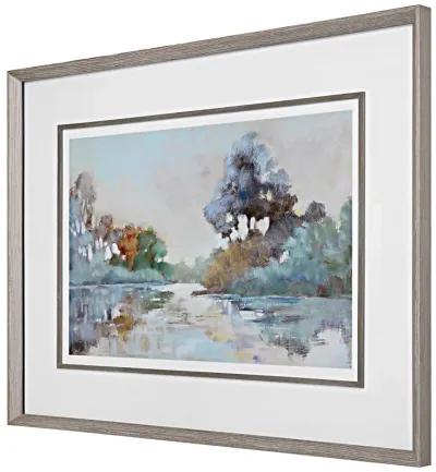 Morning Lake Watercolor Framed Print