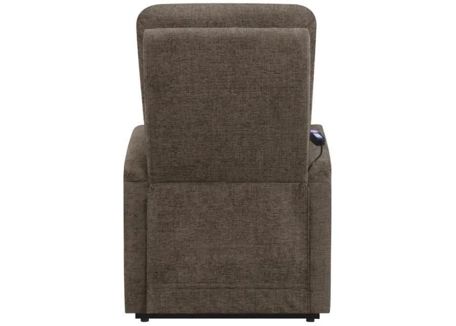 Henrietta Power Lift Recliner with Storage Pocket Brown