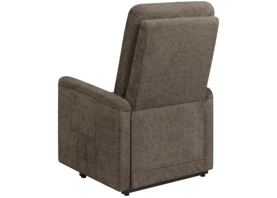 Henrietta Power Lift Recliner with Storage Pocket Brown