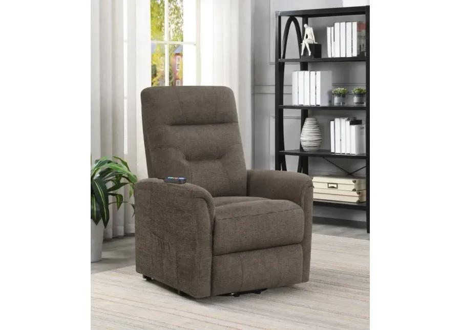 Henrietta Power Lift Recliner with Storage Pocket Brown