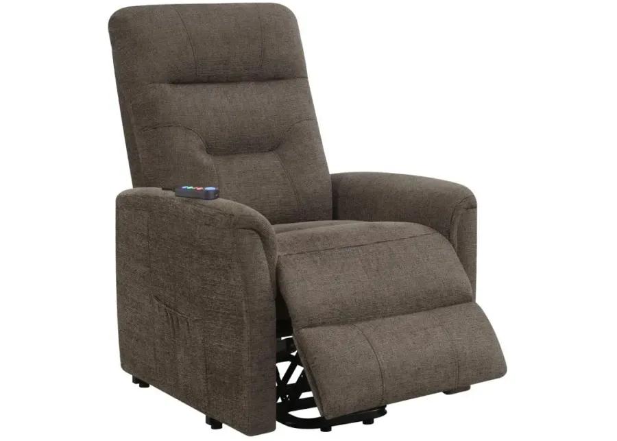 Henrietta Power Lift Recliner with Storage Pocket Brown