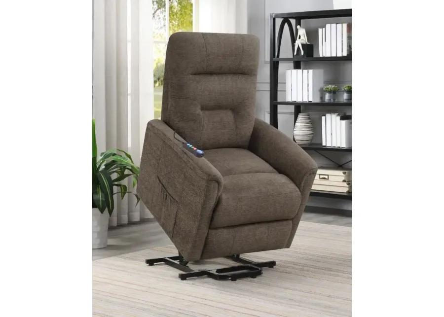 Henrietta Power Lift Recliner with Storage Pocket Brown