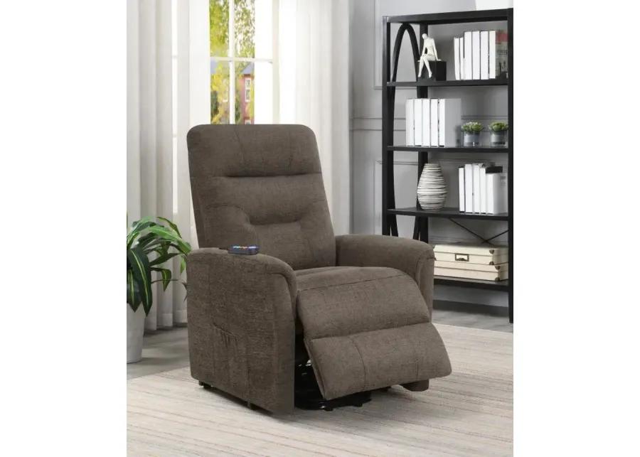 Henrietta Power Lift Recliner with Storage Pocket Brown